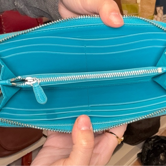 Coach Turquoise Leather Zip Wallet - Picture 5 of 7